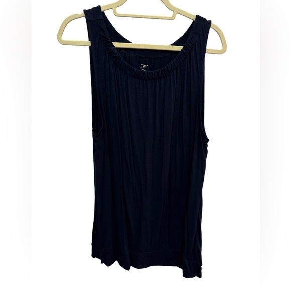 LOFT Tops - LOFT - Navy rounded elastic neck Sleeveless Top - Size L